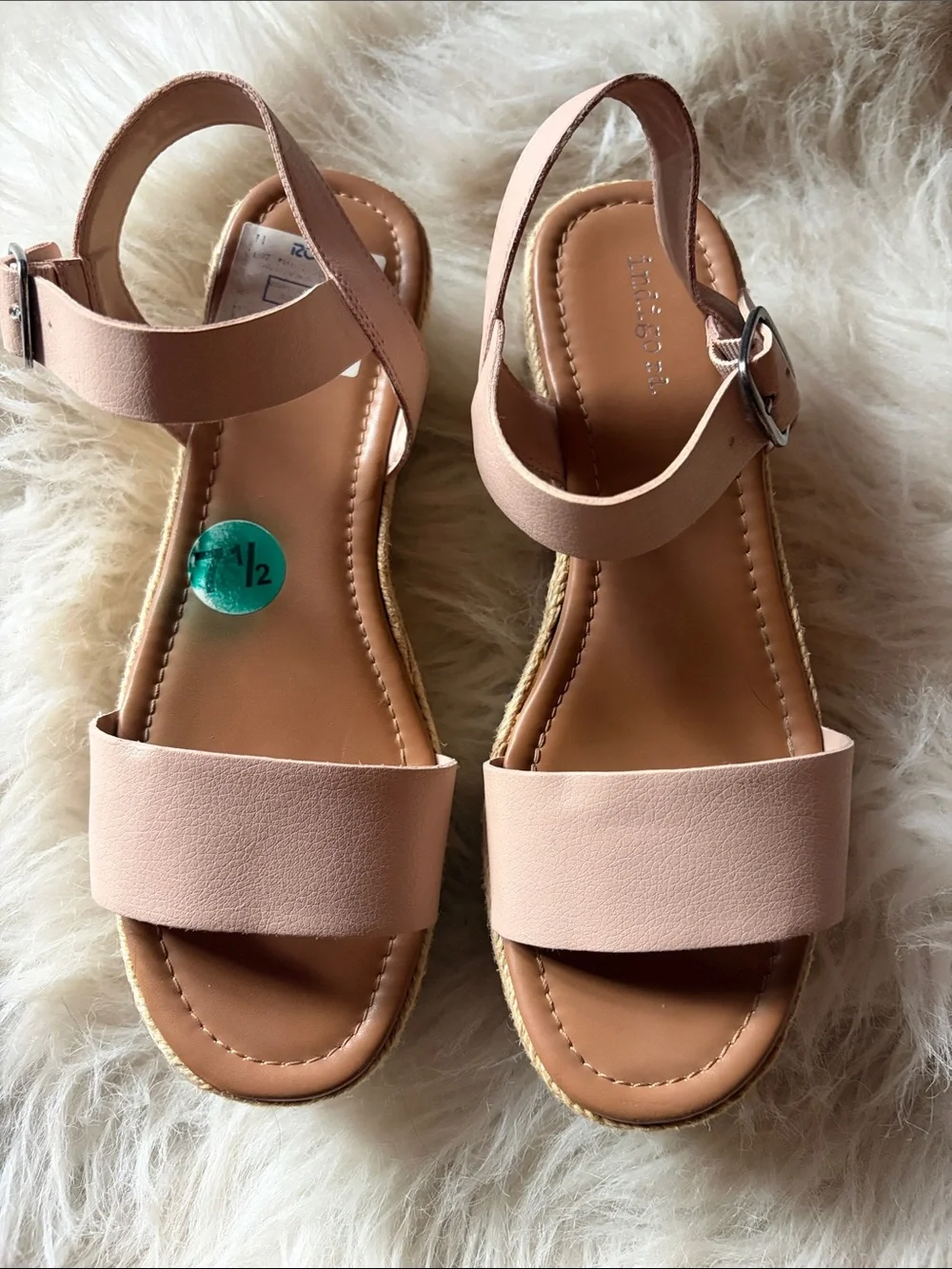 Indigo Blush Pink Platform Espadrille Wedge Sandals